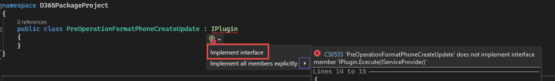Screenshot of implement interface.