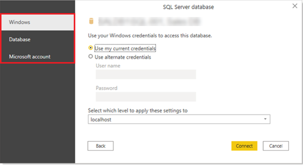 Screenshot of the database authorization details.