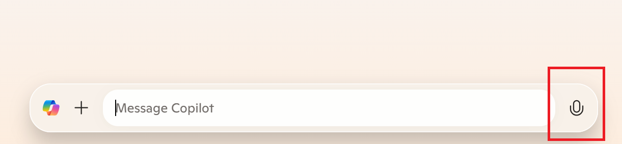 A screenshot highlighting the Microsoft Copilot voice feature.