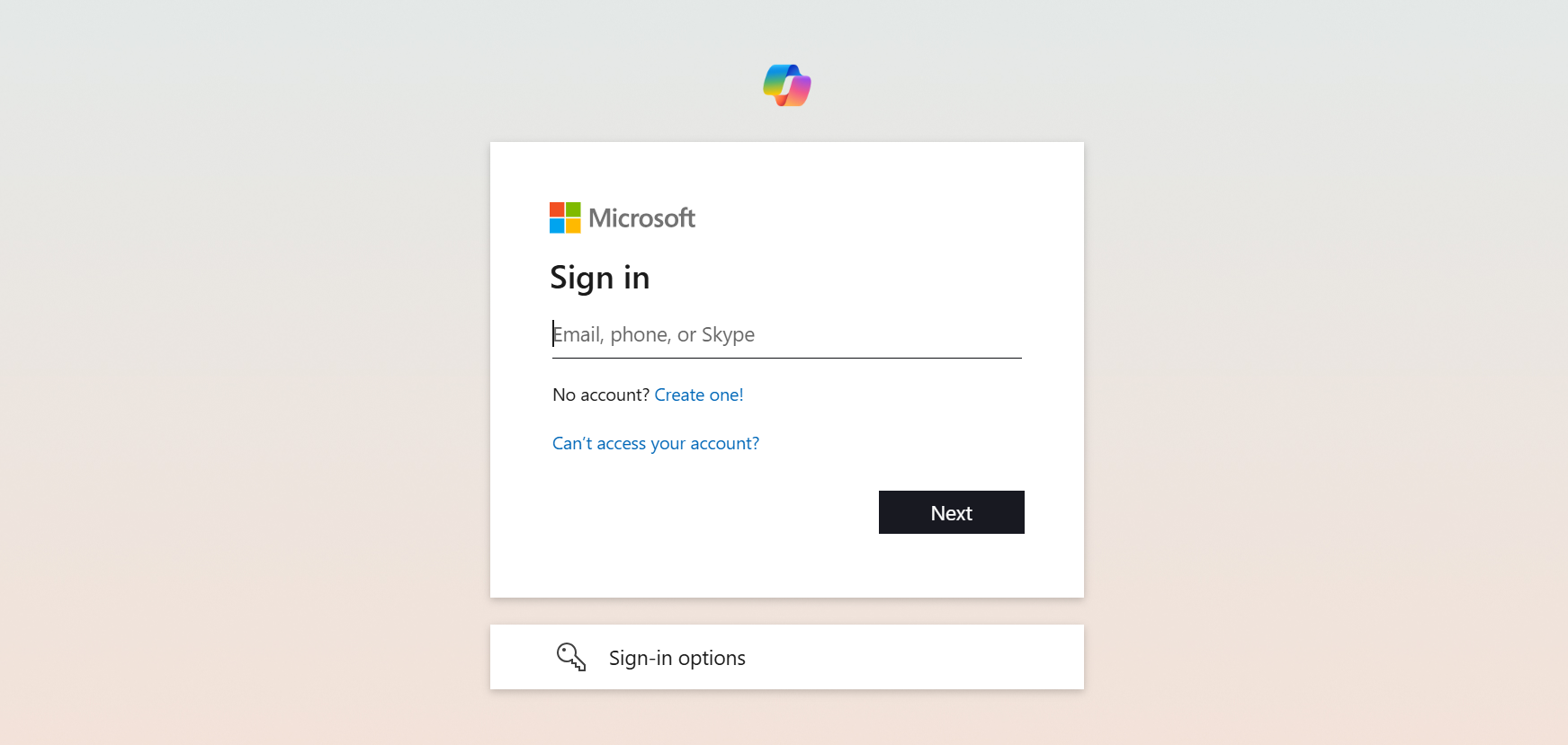 Screenshot of the sign in screen.