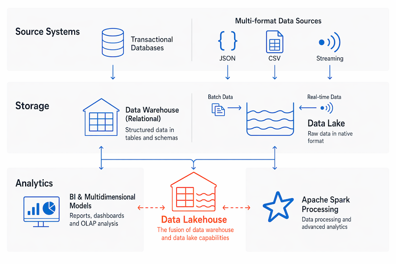 Diagram explaining large-scale data analytics solutions.
