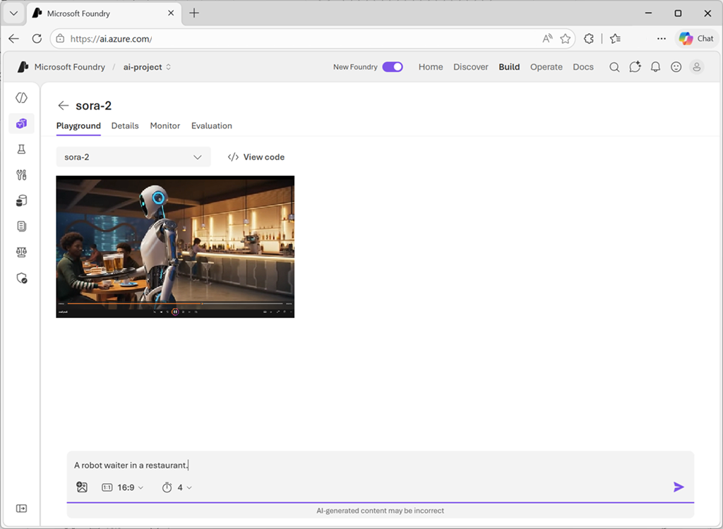Screenshot of the video playground.