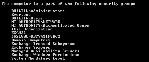 Screenshot of output for the gpresult cmdlet.