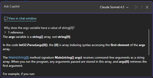 Screenshot of question answered by Copilot.