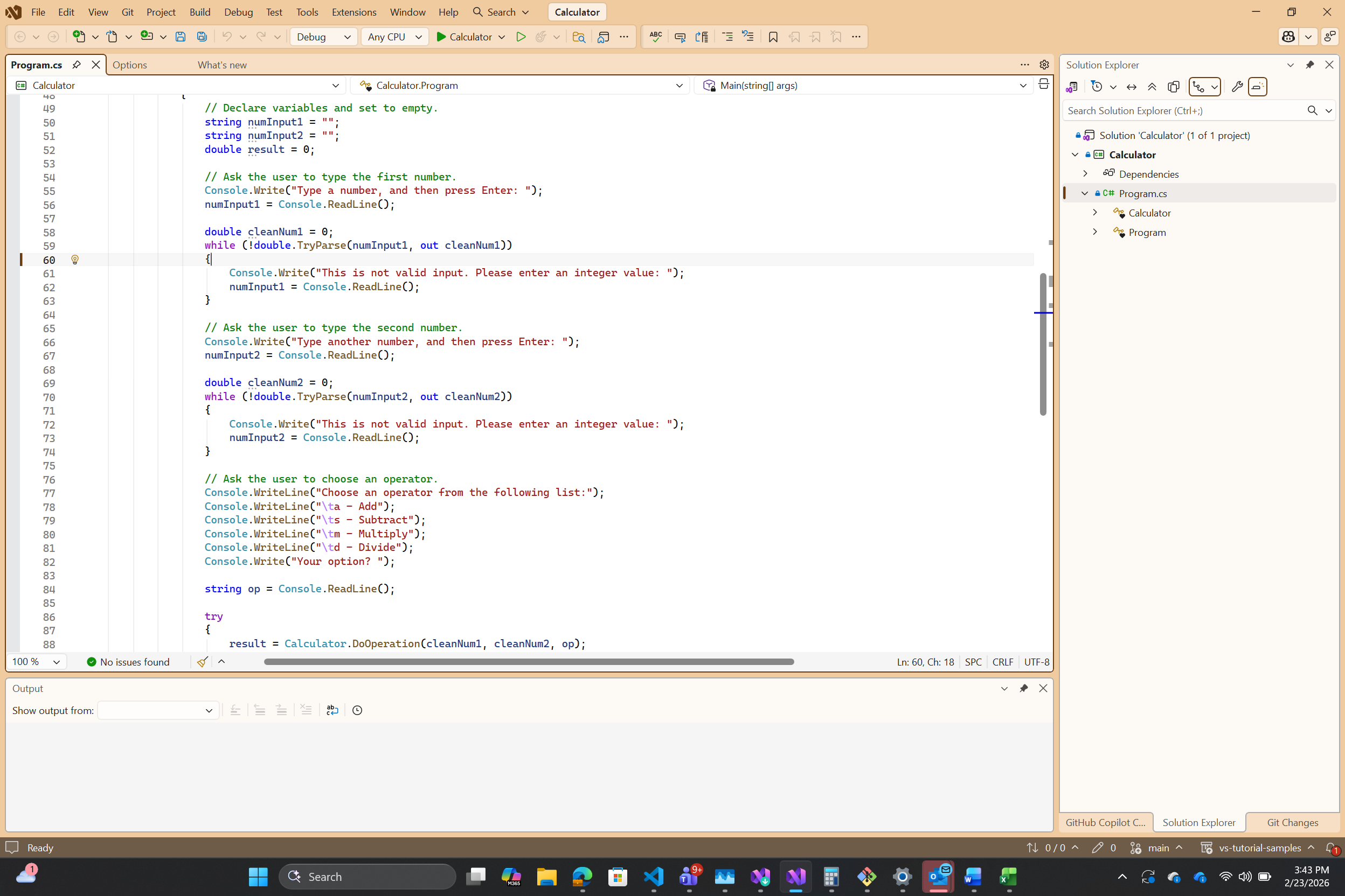 Screenshot of Visual Studio IDE using the Mango Paradise theme.