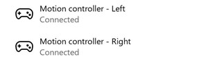 Screenshot that shows the connected Controllers.