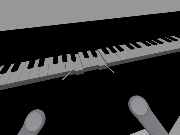 Playing piano using controllers