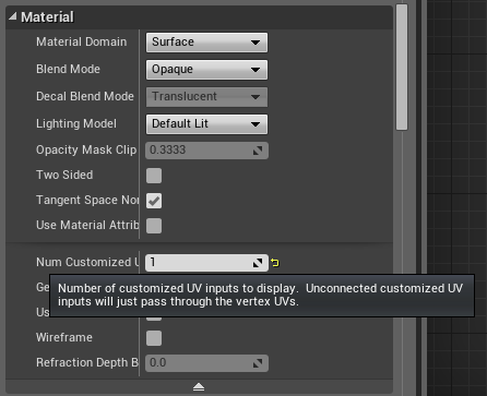 Material settings in Unreal