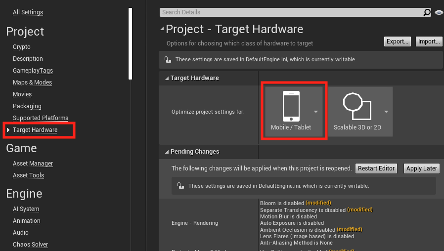 Mobile target setting