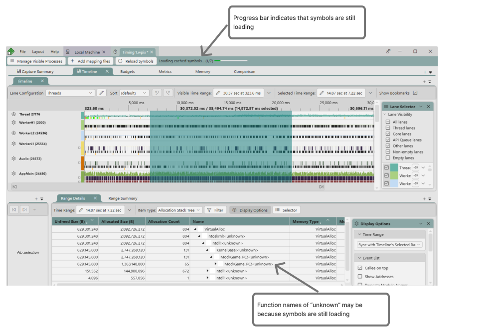 Processing symbols in a Timing Capture