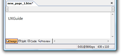 screen shot of design, split, and preview tabs