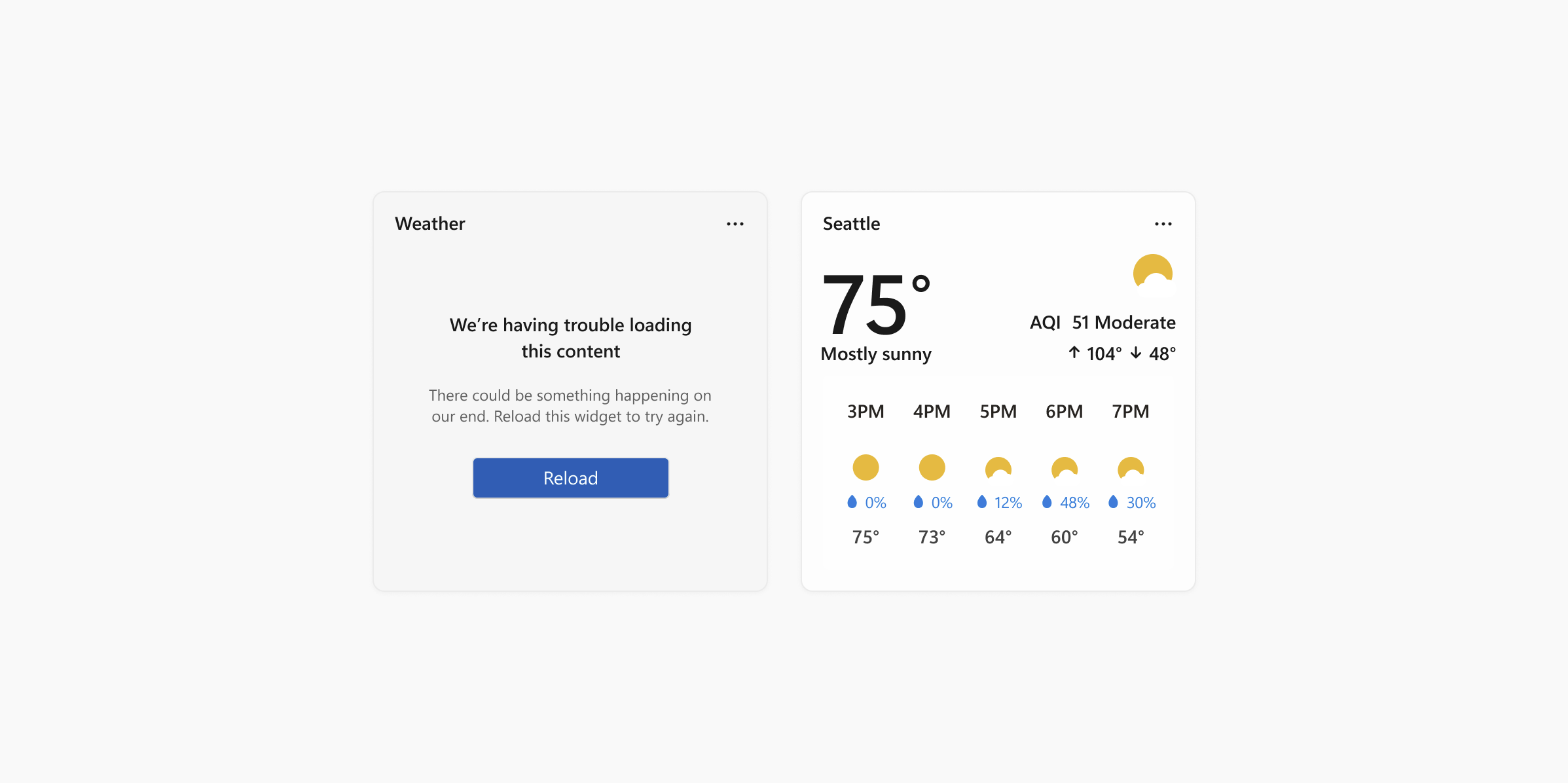 A screenshot of a widget in the error state