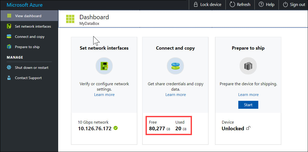 Verify support. Azure data Box.