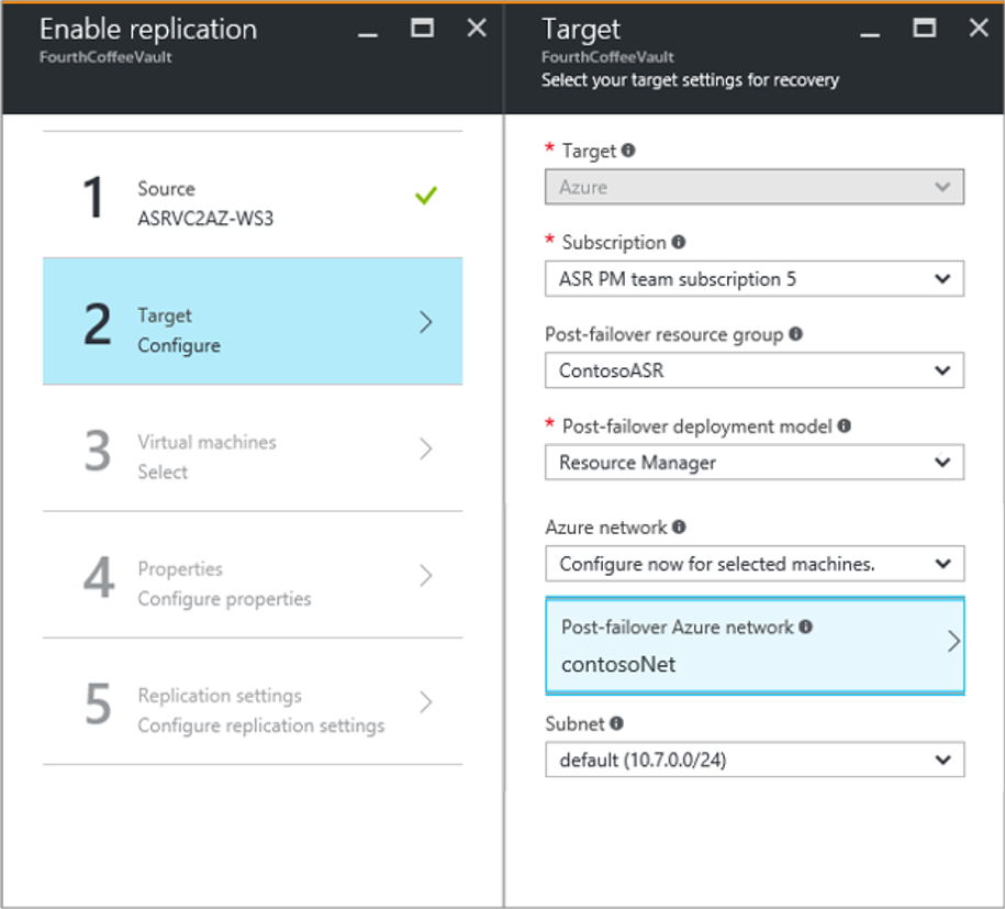 Enable replication target window.