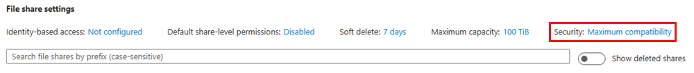 A screenshot showing where to view and change SMB security settings.