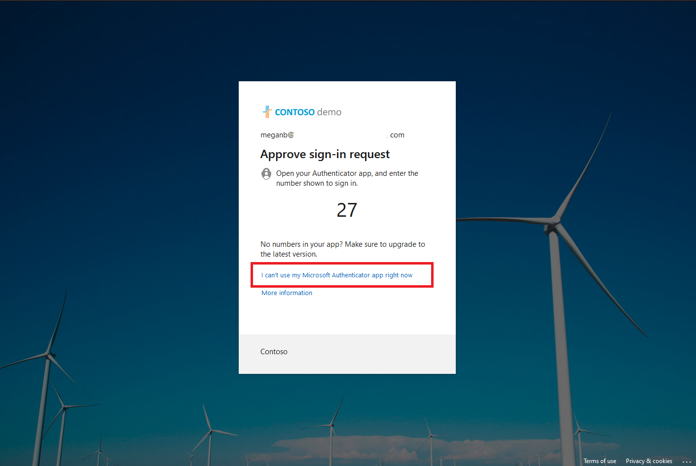 Screenshot of how to choose an external MFA when system-preferred authentication is enabled.