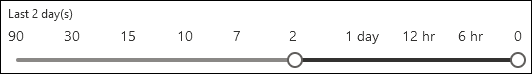 A Slider time range in a new message trace in the new EAC.