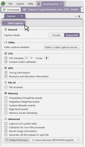 Starting a Timing Capture