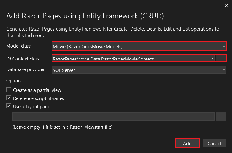 Add Razor Pages.
