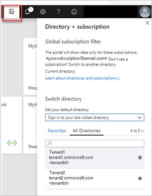 Screenshot that shows the option to select you AD tenant.