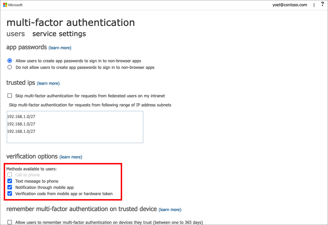 Screenshot the shows the legacy Microsoft Entra multifactor authentication policy.