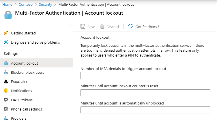 Screenshot that shows the account lockout settings.