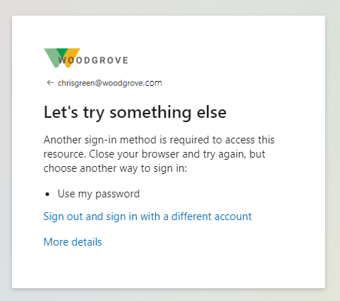 Screenshot of how to choose another sign-in method.