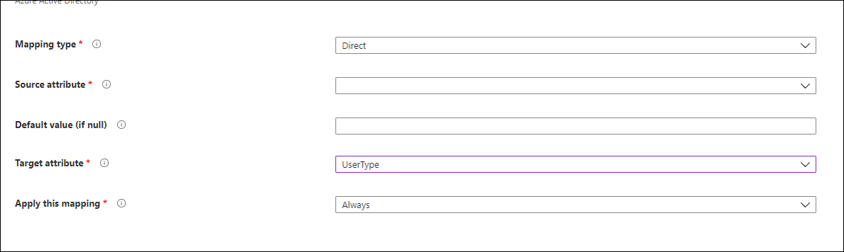 Screenshot that shows adding a UserType attribute.