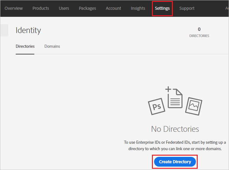 Adobe Identity Management settings