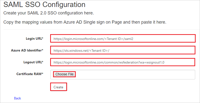 Microsoft Entra SAML Toolkit Create SSO Configuration