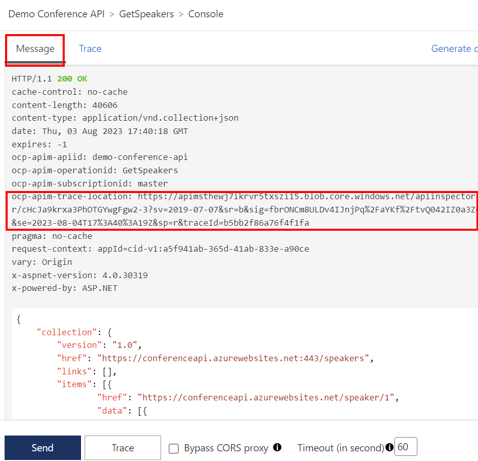 Trace location in Azure Storage