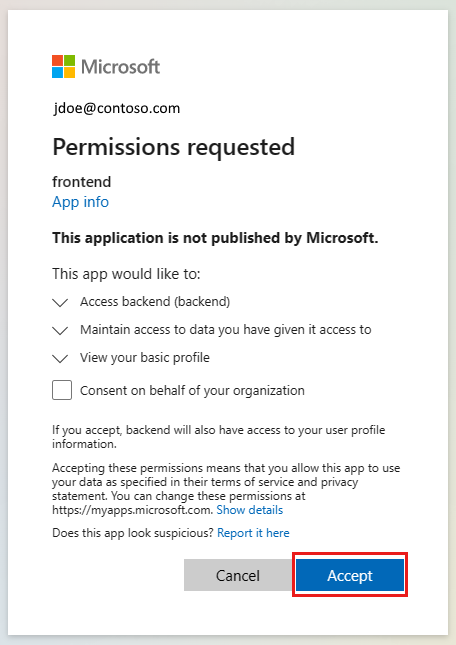 Screenshot of browser authentication pop-up requesting permissions.