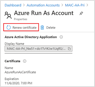 Renew certificate for Run As account.
