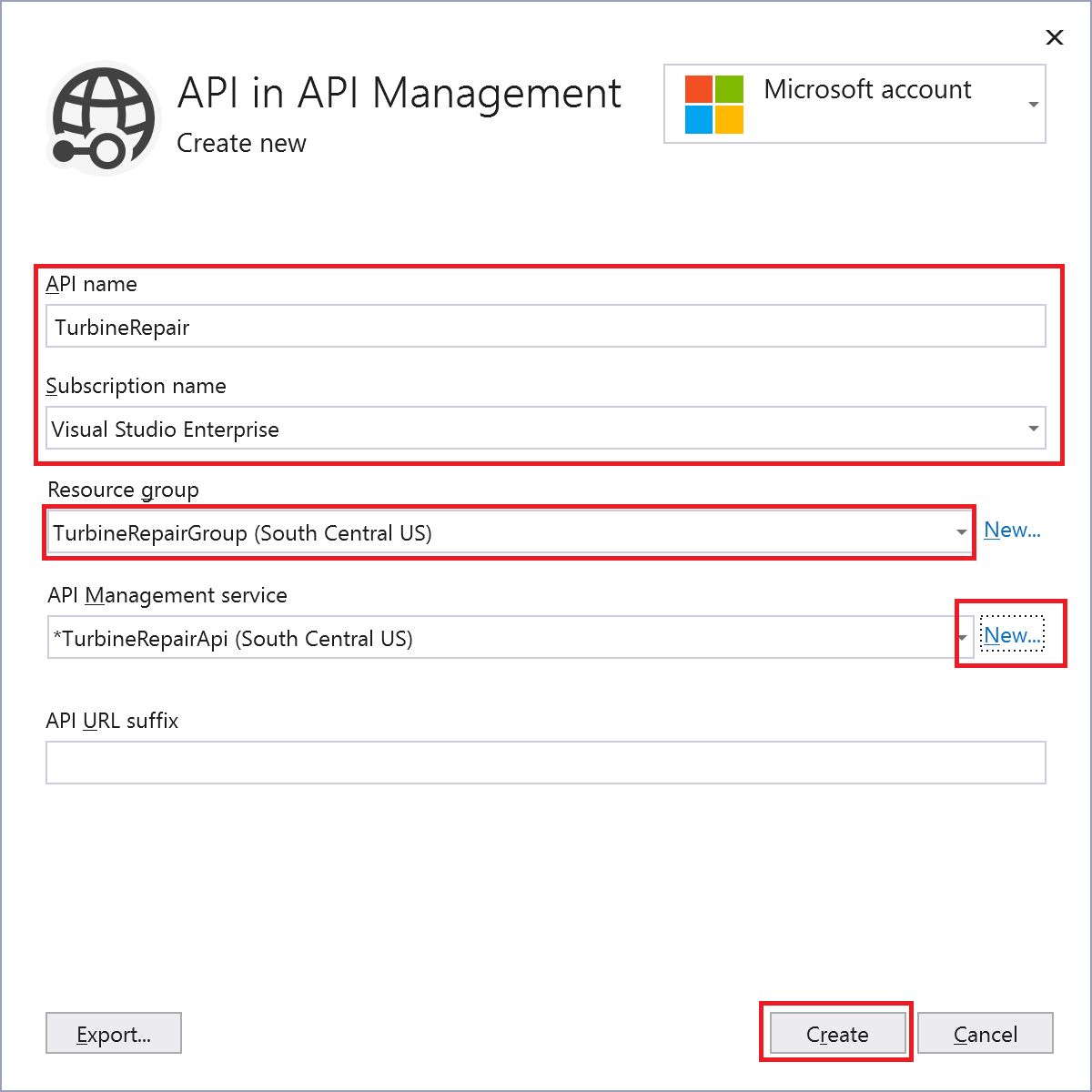 Create API Management instance with API