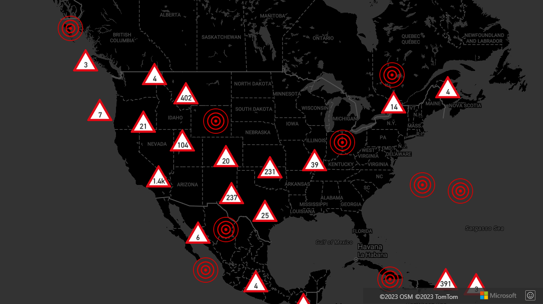 Screenshot showing a map displaying clusters with a symbol layer.