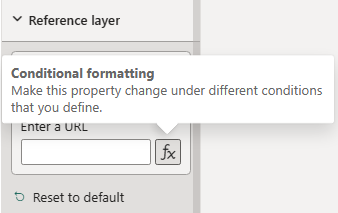 Screenshot showing the reference layers section when using DAX for the URL input.