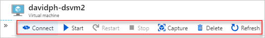 Screenshot of the Azure portal displaying management options for a virtual machine.