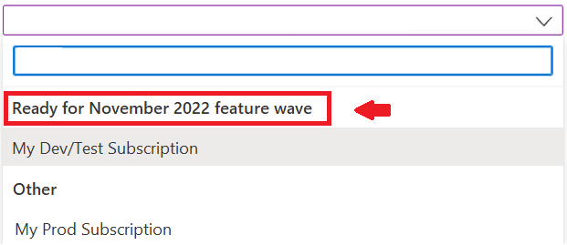 Screenshot that shows the create a new managed instance pane and choosing a subscription that's ready for the feature wave.