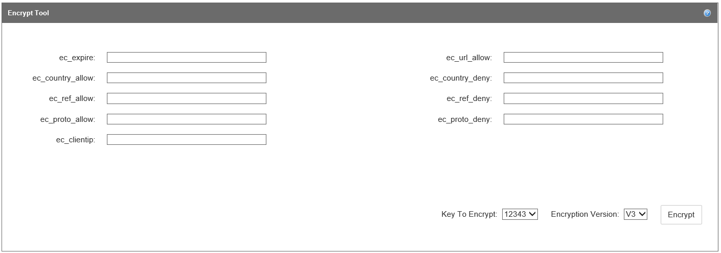 Screenshot of the content delivery network encrypt tool.