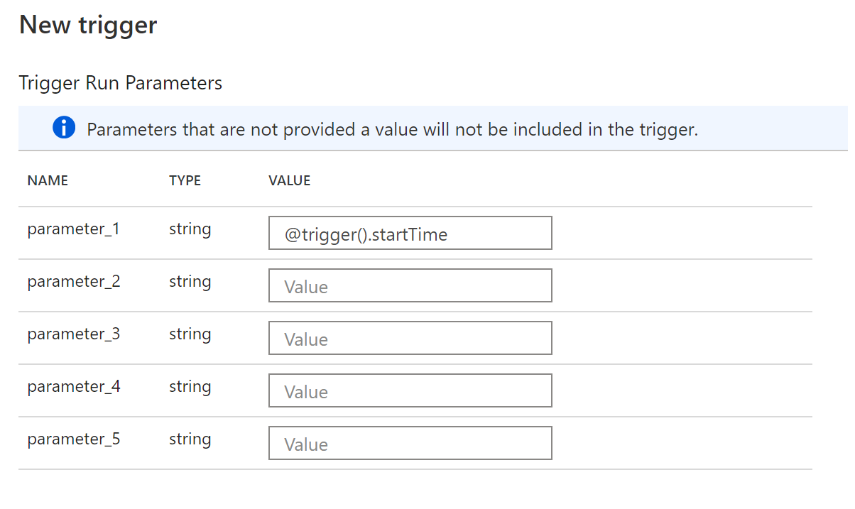 Screenshot of trigger definition page showing how to pass trigger information to pipeline parameters.