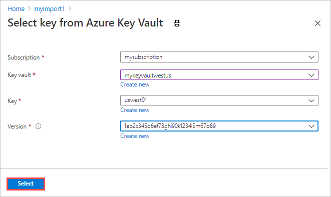 A key in an Azure Key Vault