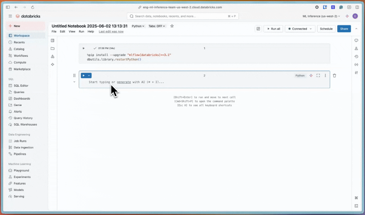 hello mlflow notebook cell