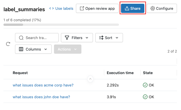 MLflow share labeling session