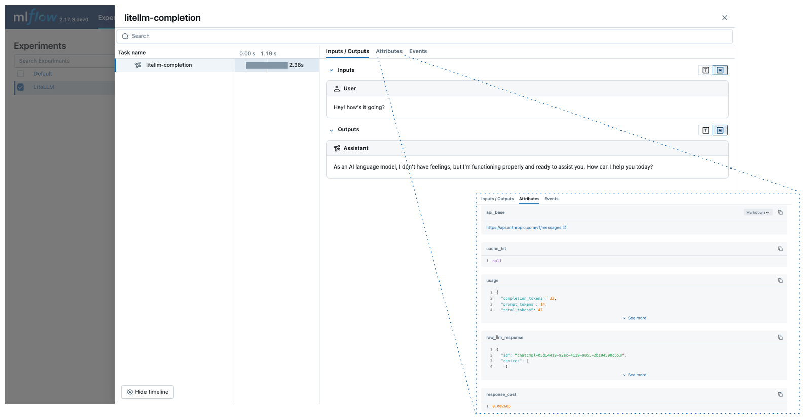 LiteLLM Tracing using autolog