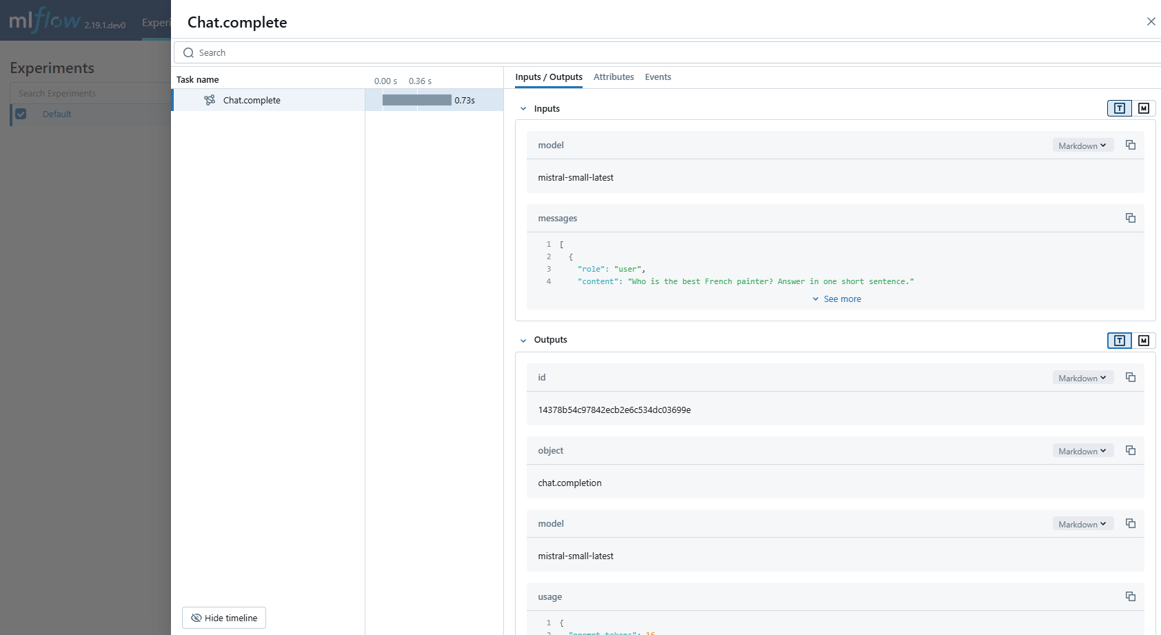 Mistral tracing using autolog