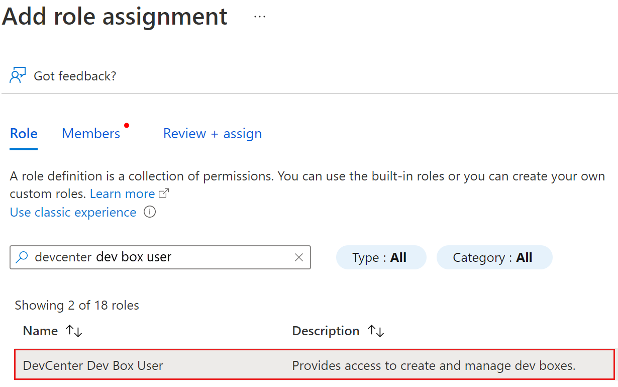 Screenshot showing the Add role assignment search box highlighted.