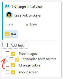 Screenshot showing reordering a task.