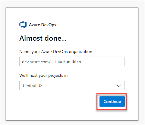 Create your organization in Azure DevOps