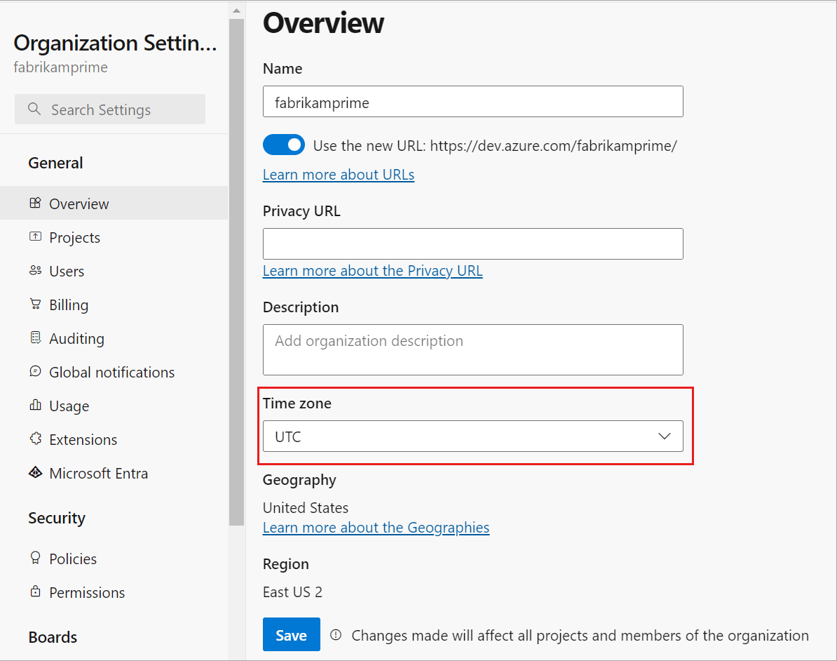 Change Time Zone Azure DevOps Services Microsoft Learn