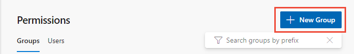 Screenshot of the button to create a new security group at the organization level.